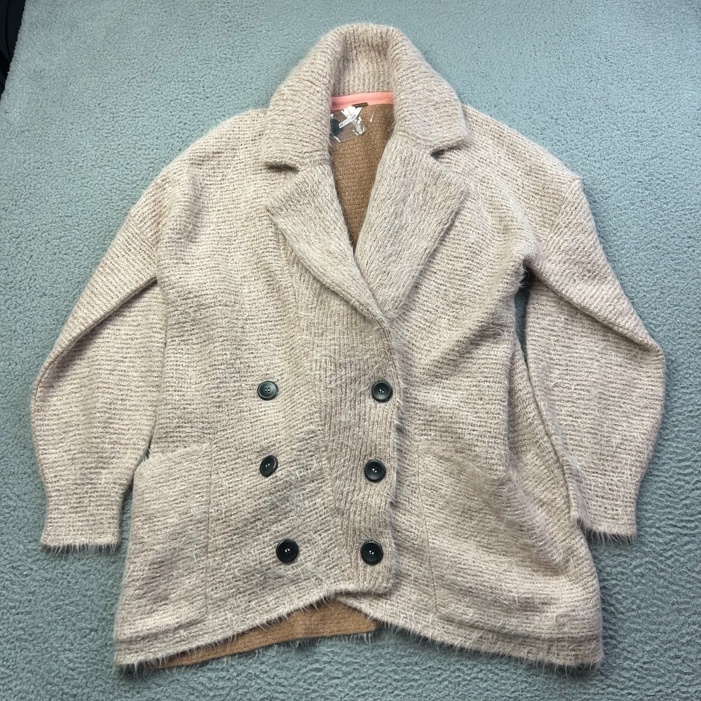 Free People Take Two Sweater Coat Alpaca Blend Size M Oversized Neutral Rose